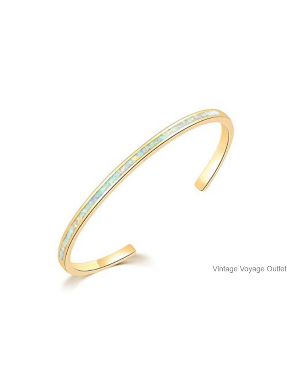 Gold Plated Opal Cuff Bracelet, Hypoallergenic Bangle, Adjustable